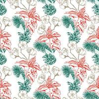Poinsettia, cotton, pine branch. Seamless pattern. Vector. Decor for winter sales, New Year cards, wrapping paper, textiles, invitations, flyers, banners, covers. vector