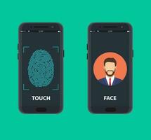 Smartphone with a face recognition vector