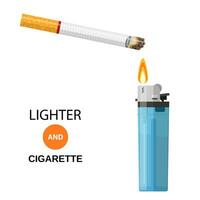 Lighter and Burning Cigarette vector