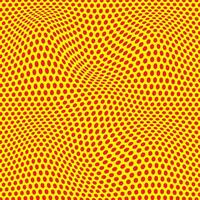 modern simple abstract red color small polka dot circle wavy distort pattern art on yellow color background vector