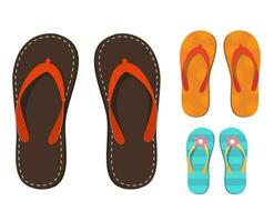 Set of colorful flip flops. vector