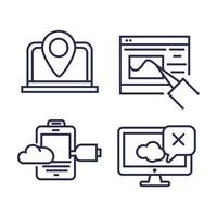 set of social media and network icons collection vector