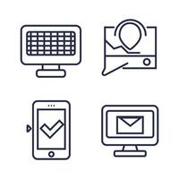 set of social media and network icons collection vector