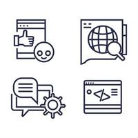 set of social media and network icons collection vector