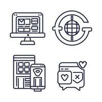 set of social media and network icons collection vector