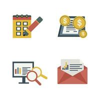 financiero negocio concepto conjunto icono colección vector