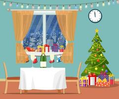 hristmas room interior. vector