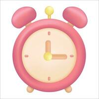 3D alarm clock icon, Alarm clock red wake up time isolated on background,reminder and deadline notice symbol. vector