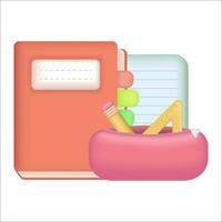 Notebook with stationary icon for Education and online class concept. School vector element.