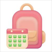 Backpack and calendar icon. School vector element.