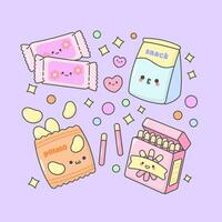 Vector Snack Packaging Chocolate Chips with cute facial expressions and pastel colour