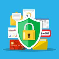 Data protection concept.Safety and confidential data protection, Internet security. Vector illustration in flat style