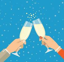 People holding champagne glasses vector