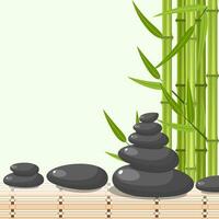 Bamboo and stones - spa background with place for your text. Vector illustration in flat style