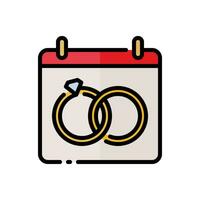 vector Wedding date calendar icon in simple colored outline style