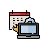 vector Laptop computer service schedule icon in simple colored outline style