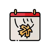 vector Autumn calendar icon in simple colored outline style