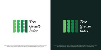 Green bar logo design illustration. Silhouette graph index statistics chart diagram growth development plant tree forest environment eco bio business company. Modern minimal casual simple icon symbol. vector