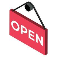 red open sign hanging on a hook vector