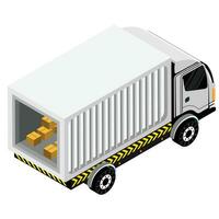 Isometric Delivery Truck with Boxes vector