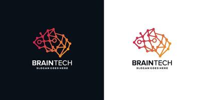 Brain Logo Design Illustration, Technology Logo Design template, free vector