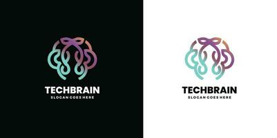 cerebro logo diseño ilustración, tecnología logo diseño plantilla, gratis vector