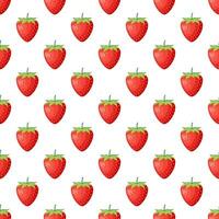 Berries fruit strawberry with leaves seamless pattern for textile prints, cards, design. Vector illustration in flat style