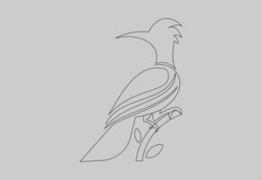 Bird On Branch Thin Line Icon - Editable Stroke vector