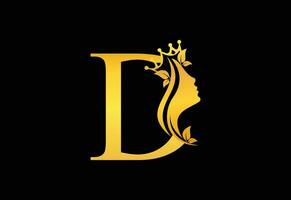 Golden Luxury Beauty Classic Letter D Brand Icon vector