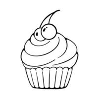 Cupcake Silhouette Design. Cupcake Cartoon Illustration In Black Color vector