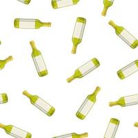 bottle of wine isolated on white background. Seamless Repeat Pattern Background. Vector illustration in flat style For web, info graphics.