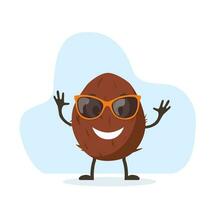 Cute and funny Coconut character with sunglasses. Colorful summer design. Vector illustration in flat style