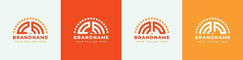 Letter MP and PM Sunrise  Logo Set, suitable for any business with MP or PM initials. vector
