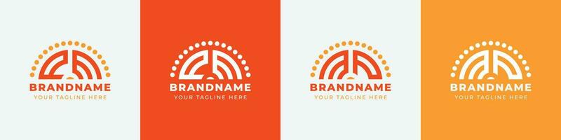 Letter MP and PM Sunrise  Logo Set, suitable for any business with MP or PM initials. vector