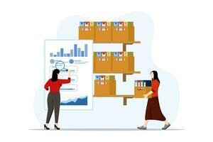 financial report concept, financial report, report preparation, person who audits financial report, accounting report. digital accounting, auditing and finance. Flat vector illustration on background.