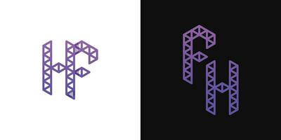 Letters FH and HF Polygon Logo Set, suitable for business related to polygon with FH and HF initials vector