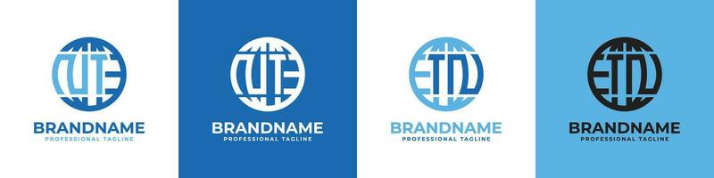 Letter NT and TN Globe Logo Set, suitable for any business with NT or TN initials. vector