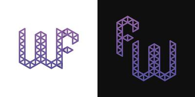Letters FW and WF Polygon Logo Set, suitable for business related to polygon with FW and WF initials vector