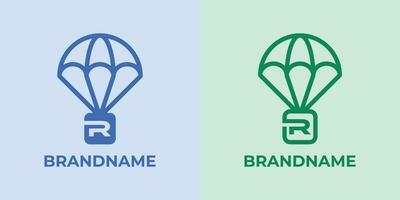 Initial R Airdrop Logo Set, great for business related to Airdrop or parachutes with R initial vector