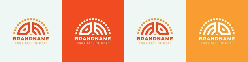 Letter MO and OM Sunrise  Logo Set, suitable for any business with MO or OM initials. vector