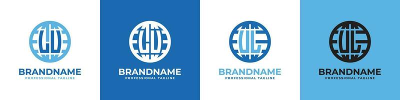 Letter LU and UL Globe Logo Set, suitable for any business with LU or UL initials. vector