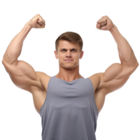 ai généré Masculin athlète fléchissement muscle png isolé sur transparent Contexte