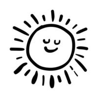 doodle sun, hand drawn vector