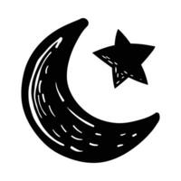 Crescent Moon Line-art Hand-drawn vector