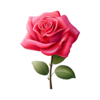 AI generated 3d render cartoon rose flower isolated on transparent background png