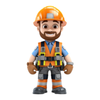 AI generated 3d render cartoon format engineer with helmet isolated on transparent background png