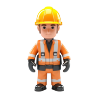 AI generated 3d render cartoon format engineer with helmet isolated on transparent background png