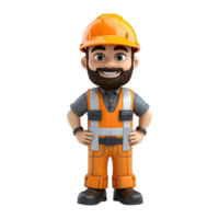 AI generated 3d render cartoon format engineer with helmet isolated on transparent background png