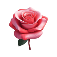 AI generated 3d render cartoon rose flower isolated on transparent background png