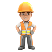 AI generated 3d render cartoon format engineer with helmet isolated on transparent background png